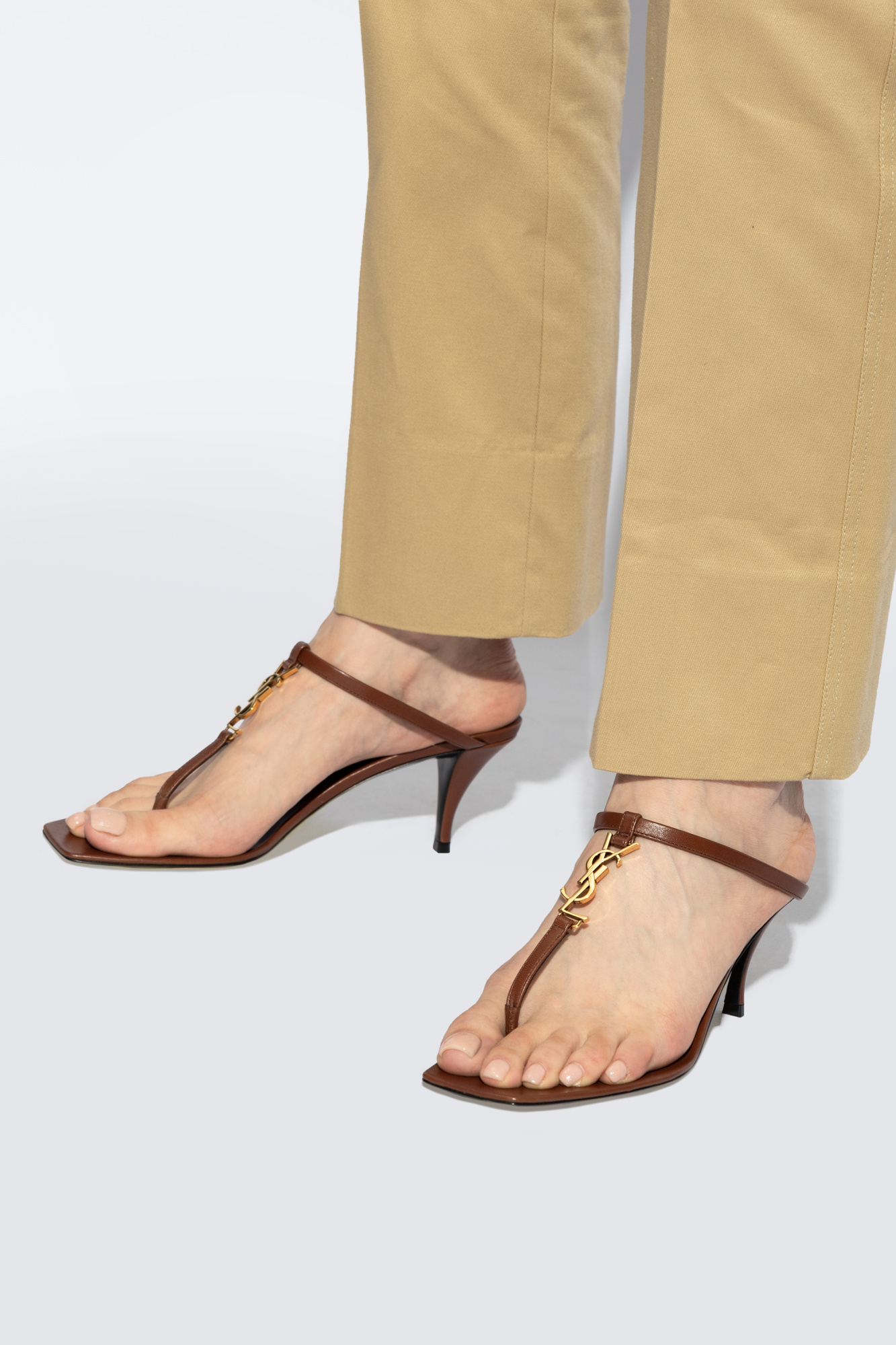 サンダル・ミュール Saint Laurent FW25 Sandals (785632 AADGZ2603) Brown Heeled Sandals 'Cassandra' Saint Laurent - Vitkac AS